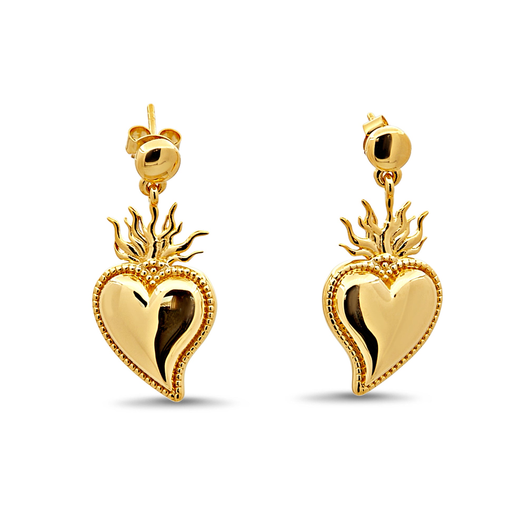 BURNING HEART Ohrringe Silber vergoldet