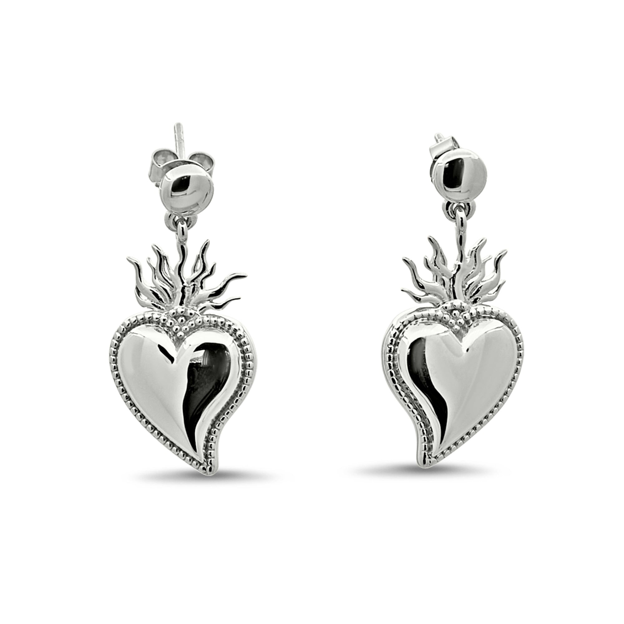 BURNING HEART Ohrringe Silber