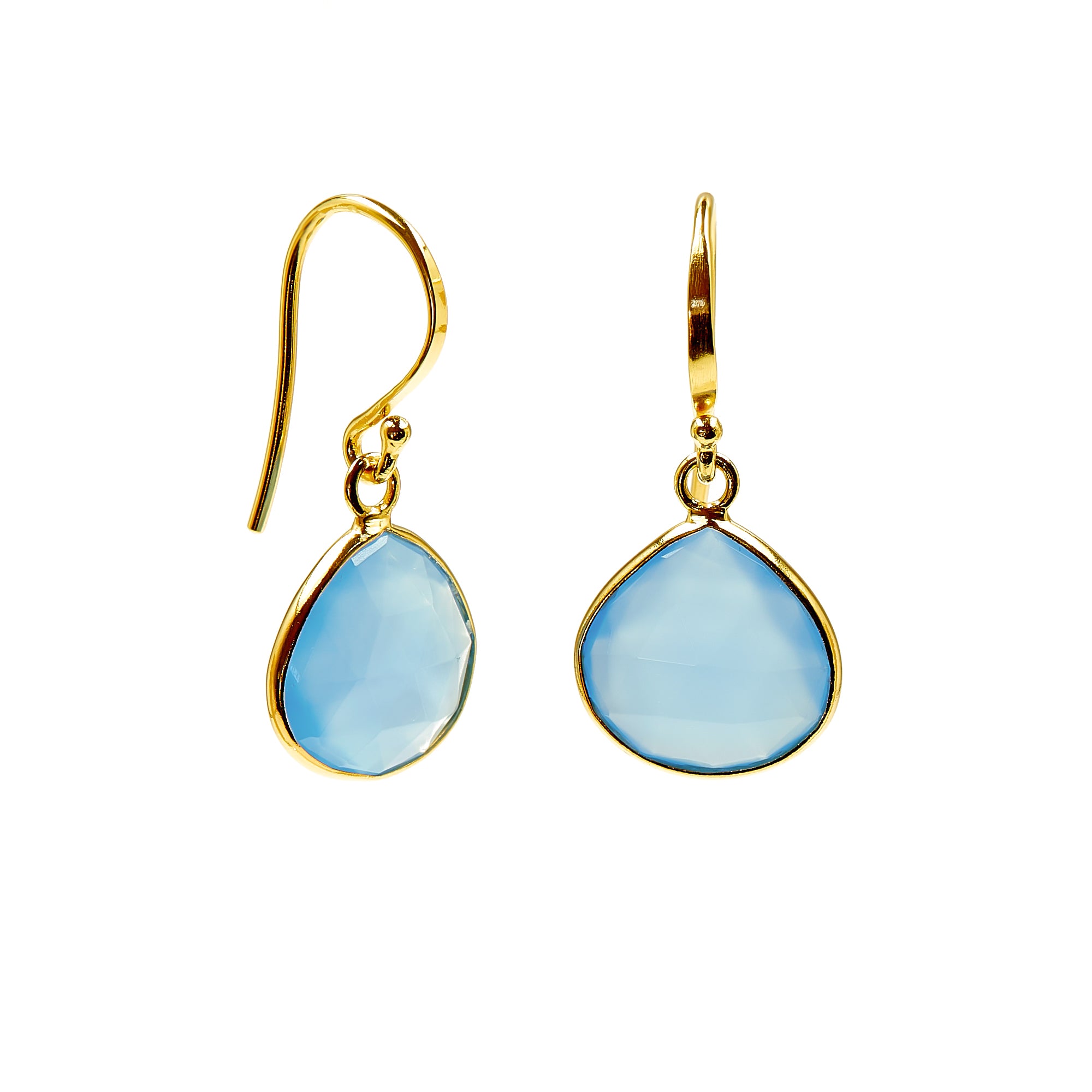 TEARDROP Ohrring Blauer Chalcedon