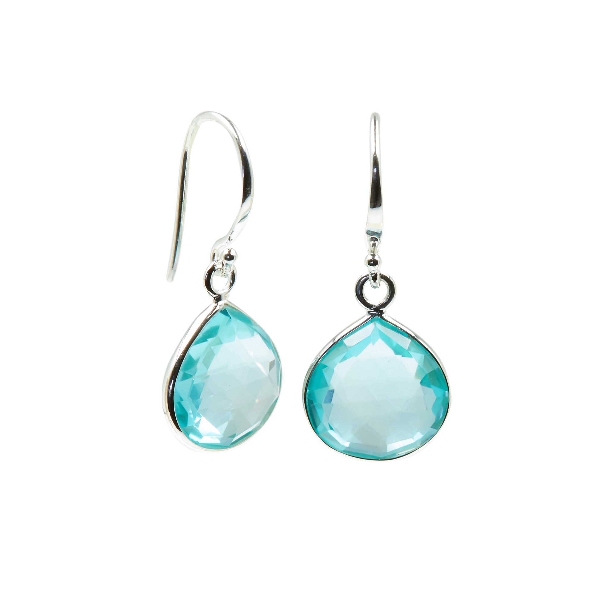 TEARDROP Ohrringe Aqua Quarz Silber