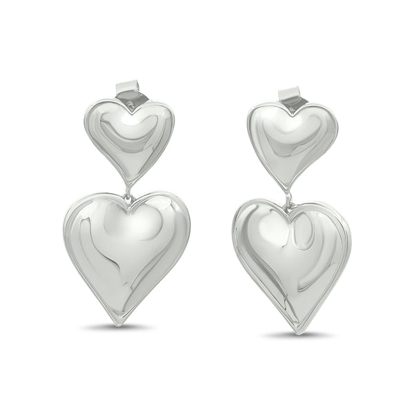 DOUBLE HEARTS Ohrringe Silber